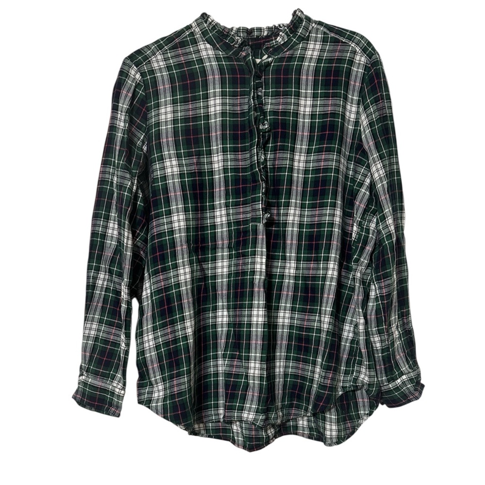 LOFT Kids Plaid Shirt - Green and White